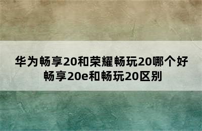 华为畅享20和荣耀畅玩20哪个好 畅享20e和畅玩20区别